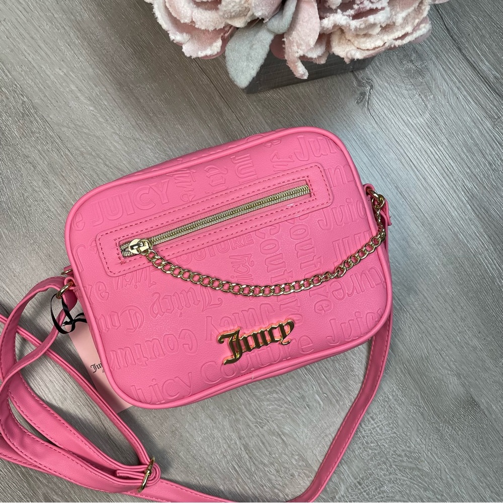 NWT Juicy Couture Deboss Pink Lemonade Chain Up Camera Crossbody Bag